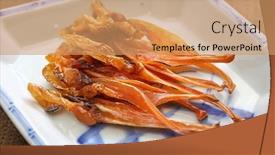  Presentation with dried food - PPT theme featuring himegai-japanese-food-delicacy-dried background and a coral colored foreground