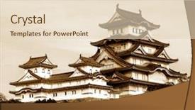  Presentation with castle - Slide deck enhanced with ninja world - himeji castle - japan background and a lemonade colored foreground
