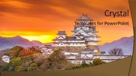  Presentation with japan castle - Amazing slide deck having himeji castle at dawn backdrop and a gold colored foreground