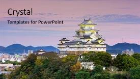  Presentation with japan castle - PPT theme enhanced with feudalism - himeji castle in himeji japan background and a mint green colored foreground