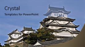  Presentation with japan castle - Cool new presentation design with ninja world - himeji castle japan backdrop and a teal colored foreground