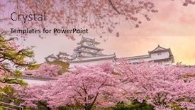  Presentation with japan castle - Audience pleasing PPT theme consisting of himeji-japan-at-himeji-castle backdrop and a coral colored foreground