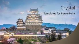  Presentation with japan cherry blossom - Slide set consisting of himeji-japan-at-himeji-castle background and a light blue colored foreground