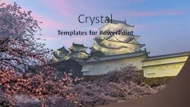  Presentation with japan cherry blossom - PPT theme having himeji-japan-at-himeji-castle background and a light blue colored foreground