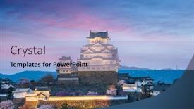  Presentation with japan cherry blossom - Presentation enhanced with himeji-japan-at-himeji-castle background and a light blue colored foreground