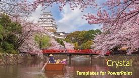  Presentation with japan castle - Theme having himeji-japan-at-himeji-castle background and a tawny brown colored foreground