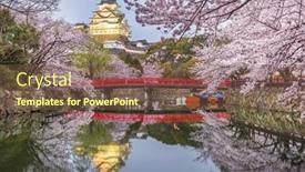  Presentation with japan castle - PPT theme consisting of himeji-japan-at-himeji-castle background and a violet colored foreground