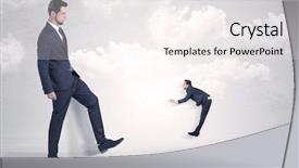  Presentation with employee - Audience pleasing presentation theme consisting of himself as a small employee backdrop and a sky blue colored foreground