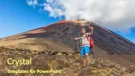 Presentation with new zealand - Slides enhanced with himself at volcanic mountain background and a tawny brown colored foreground