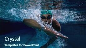  Presentation with swimming pool - Theme featuring fit swimmer training by himself background and a ocean colored foreground