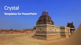  Presentation with hampi - Colorful presentation design enhanced with hindi - historic temple in hampi india backdrop and a cobalt blue colored foreground