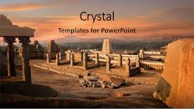  Presentation with hampi - Presentation design consisting of hindi - historic virupaksha temple in hampi background and a coral colored foreground