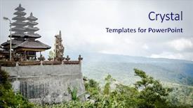  Presentation with bali temple - Beautiful theme featuring hindi - temple on bali indonesia backdrop and a sky blue colored foreground