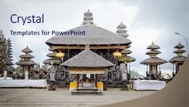  Presentation with bali temple - PPT layouts with hindi - temple on bali indonesia background and a sky blue colored foreground