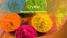  Presentation with holi - Slide deck having hindi - vivid colorful holi dye powder background and a tawny brown colored foreground