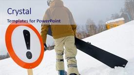  Presentation with attention - Presentation theme consisting of hindrance - attention a dangerous ski slope background and a sky blue colored foreground