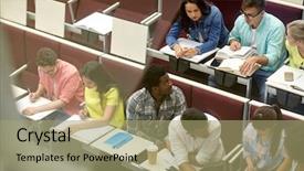  Presentation with lecture hall - PPT theme consisting of hindu books - education high school university learning background and a  colored foreground