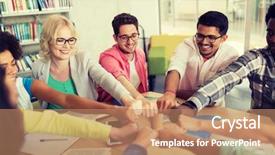  Presentation with education teamwork - Audience pleasing PPT theme consisting of hindu books - education school teamwork and people backdrop and a coral colored foreground