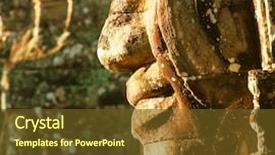  Presentation with cambodia - Colorful presentation theme enhanced with bayon temple in angkor cambodia backdrop and a tawny brown colored foreground