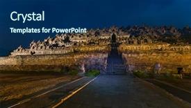  Presentation with java island - Slides consisting of buddist temple in island java background and a navy blue colored foreground