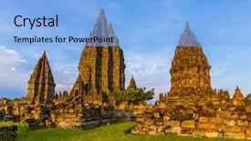  Presentation with java island - Theme featuring temple near yogyakarta on java background and a light blue colored foreground