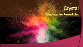  Presentation with explosion of colored powder - Presentation theme having hindu culture - colored powder explosion on black background and a tawny brown colored foreground