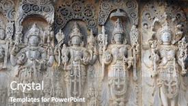  Presentation with ancient ruins - Presentation theme featuring hindu devotion - ancient sculptures in ruins background and a gray colored foreground