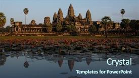  Presentation with devotion - Presentation featuring hindu devotion - angkor wat the most famous background and a ocean colored foreground