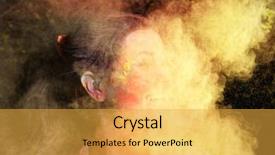  Presentation with holi festival - Beautiful slide deck featuring hindu devotion - portrait of happy young girl backdrop and a yellow colored foreground