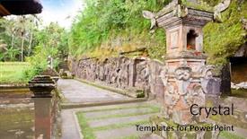  Presentation with ubud bali indonesia sep 5 - Slide set enhanced with hindu devotion - yeh pulu - famous carved background and a coral colored foreground