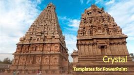  Presentation with india temple - Audience pleasing PPT theme consisting of hindu gods - architecture at finest backdrop and a tawny brown colored foreground