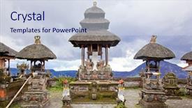 Presentation with bali temple - Presentation design with hindu gods - baliness style temple in bali background and a  colored foreground