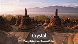  Presentation with hindu - Slide set having hindu gods - borobudur temple morning sunrise background and a tawny brown colored foreground