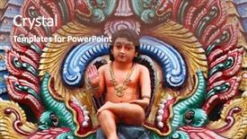  Presentation with singapore - PPT theme consisting of hindu gods - detail of sri mariamman temple background and a tawny brown colored foreground