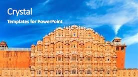  Presentation with rajasthan - PPT layouts enhanced with hindu muslim - hawa mahal palace in india background and a teal colored foreground