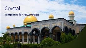  Presentation with hindu - Audience pleasing presentation theme consisting of hindu muslim - mosque in brunei backdrop and a sky blue colored foreground