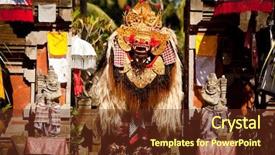  Presentation with classic - Beautiful presentation theme featuring classic national balinese dance backdrop and a tawny brown colored foreground