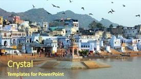  Presentation with ritual - Amazing presentation design having reflecting god - ritual bathing in holy lake backdrop and a violet colored foreground