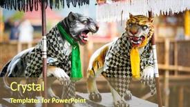  Presentation with bali temple - Audience pleasing PPT theme consisting of temple in bali indonesia backdrop and a tawny brown colored foreground