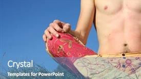  Presentation with hindu - Beautiful PPT theme featuring hindu om - man sitting with handon his backdrop and a teal colored foreground