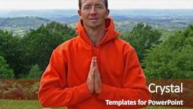  Presentation with hindu - Slide deck consisting of hindu om - smile meditating man background and a crimson colored foreground