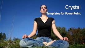  Presentation with hindu - PPT theme enhanced with hindu om - woman meditating background and a ocean colored foreground