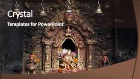  Presentation with nepal - Audience pleasing presentation theme consisting of god is present - hindu sacred altar in bhaktapur backdrop and a wine colored foreground