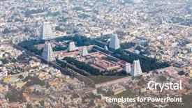  Presentation with city india - Presentation theme featuring hindu temple and indian city background and a gray colored foreground
