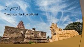  Presentation with india temple - Beautiful slide deck featuring hindu-temple-gangai-konda-cholapuram backdrop and a light blue colored foreground