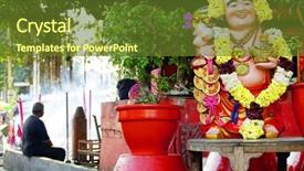  Presentation with hindu - Colorful PPT theme enhanced with hindu temple in georgetown pinang backdrop and a tawny brown colored foreground