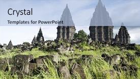  Presentation with central asia - PPT theme enhanced with hindu temple prambanan indonesia central background and a light blue colored foreground