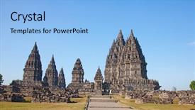  Presentation with hindu gods - PPT theme consisting of hindu temple prambanan indonesia java background and a light blue colored foreground