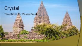  Presentation with hindu - Presentation having hindu temple prambanan indonesia java background and a light blue colored foreground