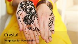  Presentation with hindu - Presentation theme featuring hindu wedding - image of henna on female background and a gold colored foreground
